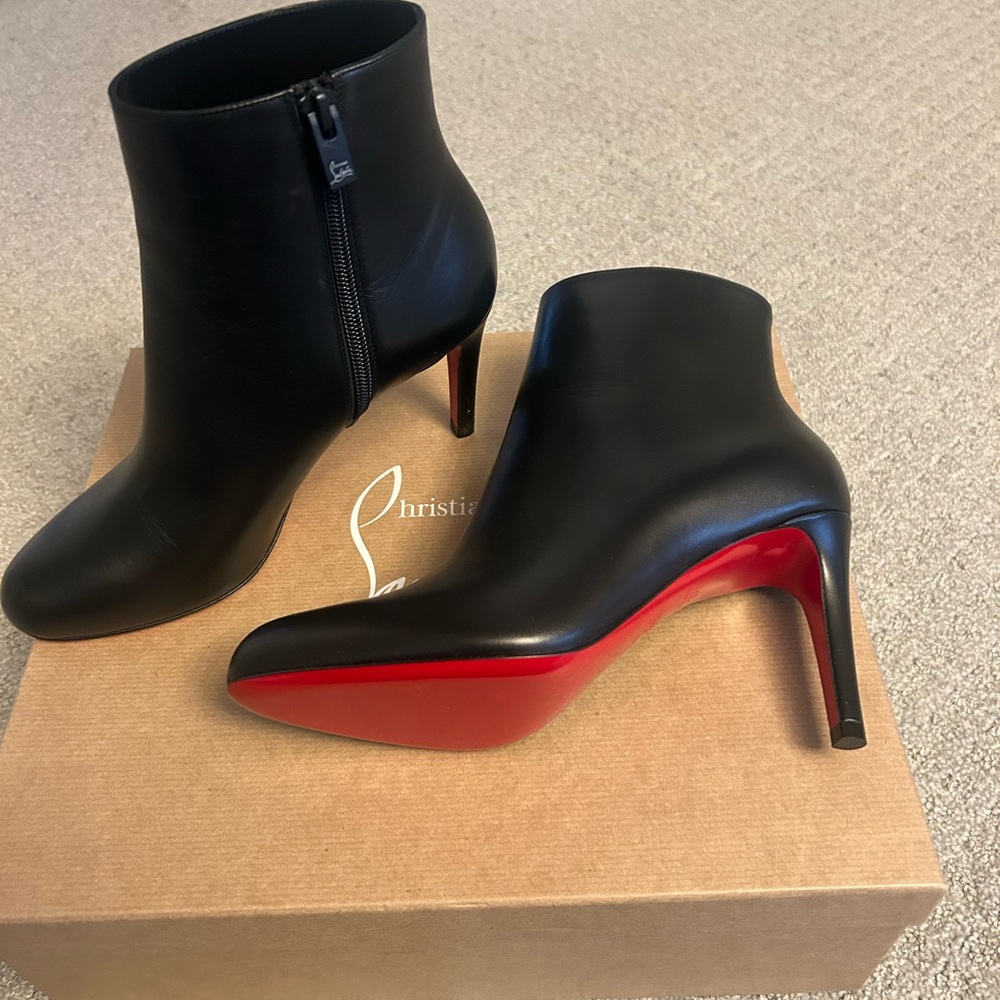 Christian Louboutin Black Leather Boots with Red Soles